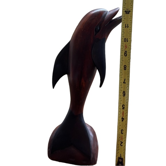 Vintage Wood Hand Carved Dolphin Sculpture - Picture 5 of 5